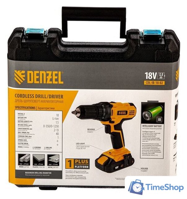 Дрель-шуруповерт Denzel CDL-IB-18-02 (с 2-мя АКБ, кейс) - Изображение №17 — Интернет-магазин Time-Shop
