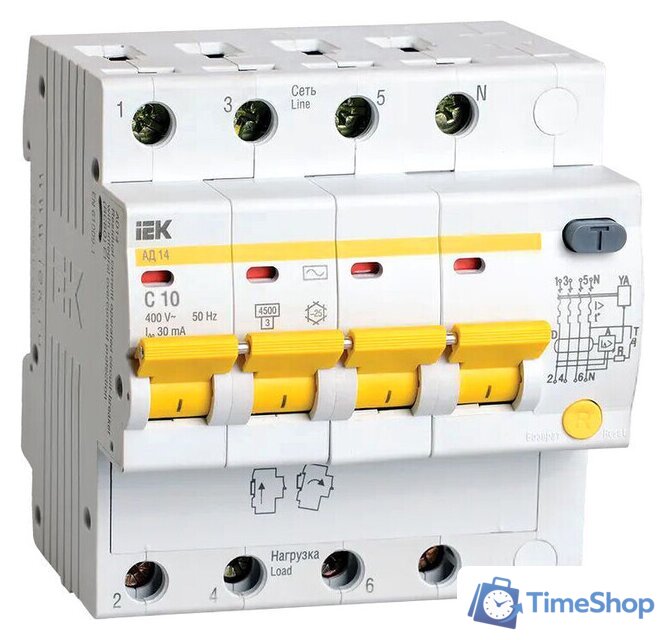 Дифференциальный автомат IEK MAD10-4-010-C-030 - Изображение №1 — Интернет-магазин Time-Shop