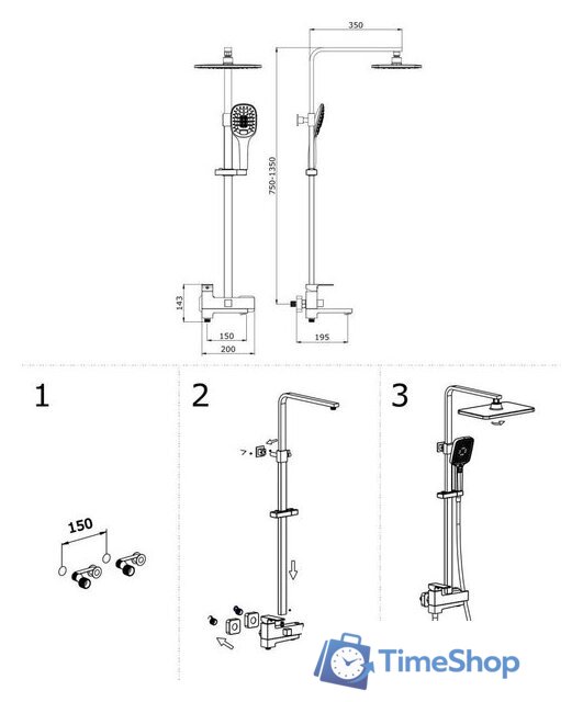 Душевая система  Vieir V393562-N - Изображение №2 — Интернет-магазин Time-Shop
