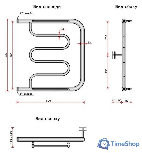 Полотенцесушитель Wellerein Foxtrot 500x500 - Изображение №2 — Интернет-магазин Time-Shop