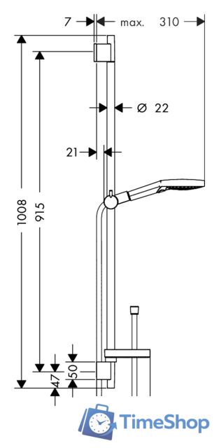Душевой гарнитур  Hansgrohe Raindance Select [26631000] - Изображение №3 — Интернет-магазин Time-Shop