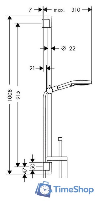 Душевой гарнитур  Hansgrohe Raindance Select [26631000] - Изображение №3 — Интернет-магазин Time-Shop