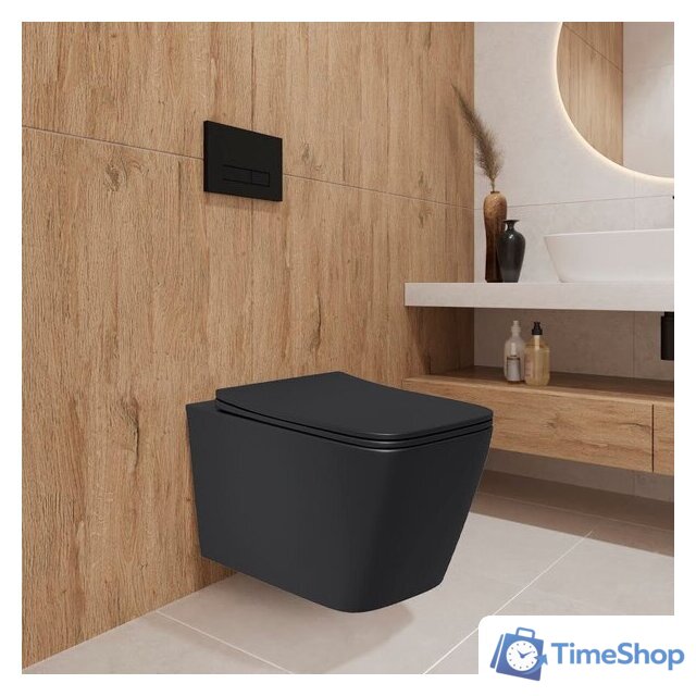 Унитаз подвесной Lauter Magdeburg с жестким сиденьем Soft Close 21103EC (черный матовый, скрытое крепление) - Изображение №5 — Интернет-магазин Time-Shop