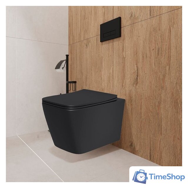 Унитаз подвесной Lauter Magdeburg с жестким сиденьем Soft Close 21103EC (черный матовый, скрытое крепление) - Изображение №6 — Интернет-магазин Time-Shop