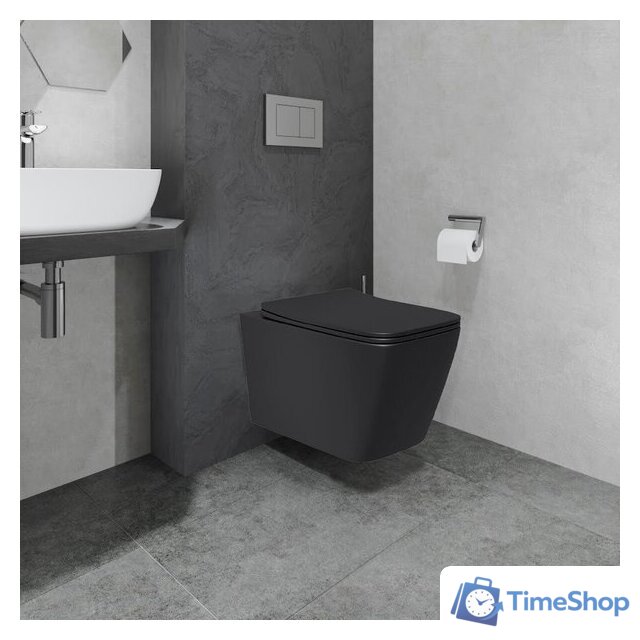 Унитаз подвесной Lauter Magdeburg с жестким сиденьем Soft Close 21103EC (черный матовый, скрытое крепление) - Изображение №8 — Интернет-магазин Time-Shop