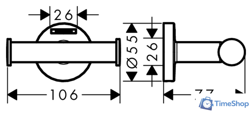 Крючок для ванны Hansgrohe Logis Universal 41725000 - Изображение №2 — Интернет-магазин Time-Shop