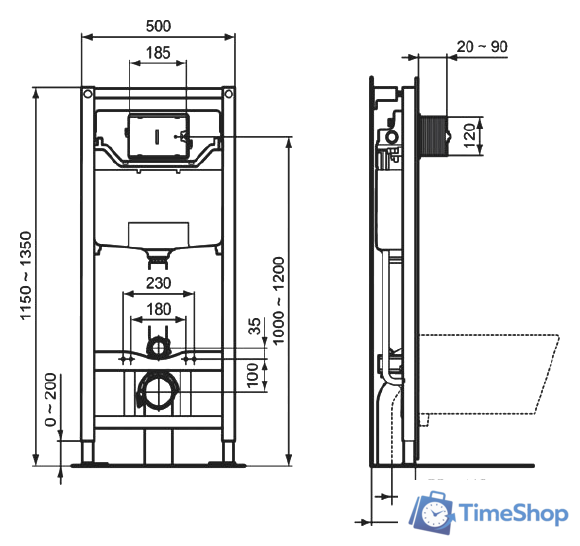 Инсталляция для унитаза Ideal Standard Prosys Frame 120 M R020467 - Изображение №2 — Интернет-магазин Time-Shop