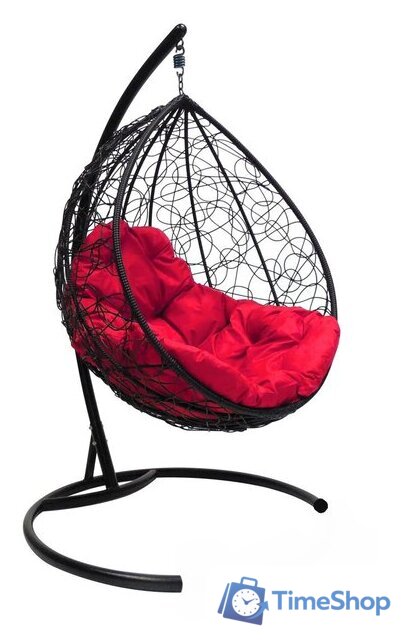 Подвесное кресло M-Group Капля 11020406 (черный ротанг/красная подушка) - Изображение №1 — Интернет-магазин Time-Shop