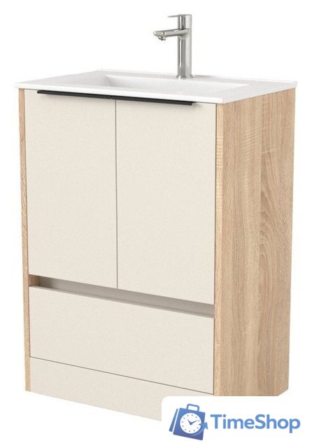  Дабер Тумба под умывальник 017 WeltWasser Deilbach 7517-70 Т17.7W.0.18Ч (бежевый/дуб бардолино/ручка черная) - Изображение №1 — Интернет-магазин Time-Shop