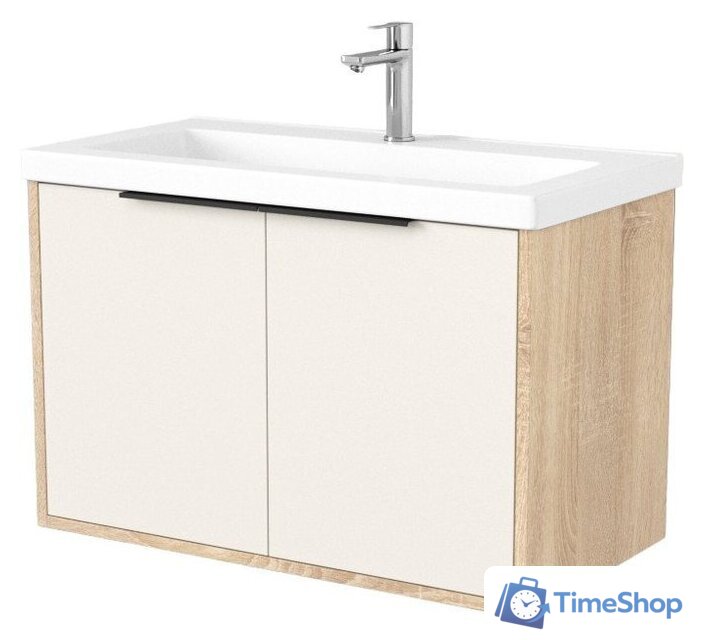  Дабер Тумба под умывальник 018 Тобага/Эридан 80 Т18.8Т.0.18Ч (бежевый/дуб бардолино/ручка черная) - Изображение №1 — Интернет-магазин Time-Shop