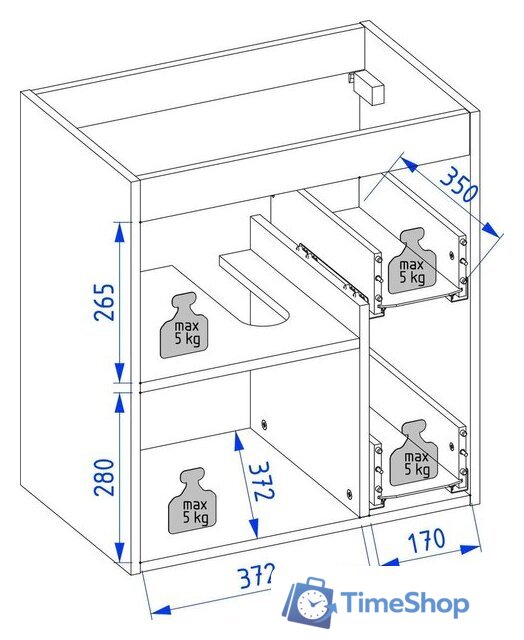  Lauter Тумба под умывальник Adri 59 (белый глянец) - Изображение №15 — Интернет-магазин Time-Shop