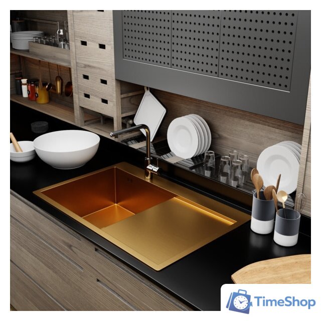 Кухонная мойка Mixline Pro 552919 (золото, с сифоном) - Изображение №4 — Интернет-магазин Time-Shop
