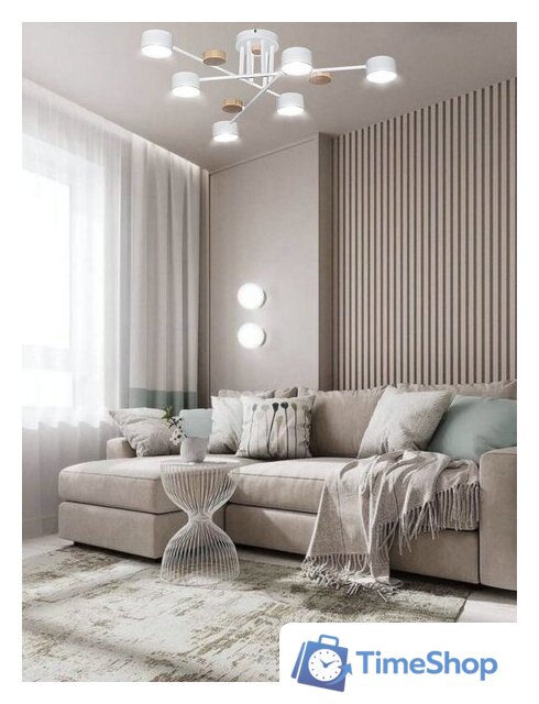 Люстра средней высоты Aitin Pro X1006/6 (белый/дерево) - Изображение №5 — Интернет-магазин Time-Shop