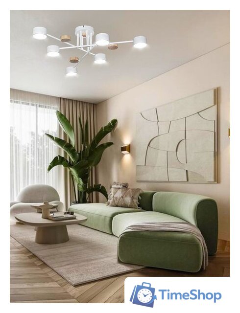 Люстра средней высоты Aitin Pro X1006/6 (белый/дерево) - Изображение №3 — Интернет-магазин Time-Shop