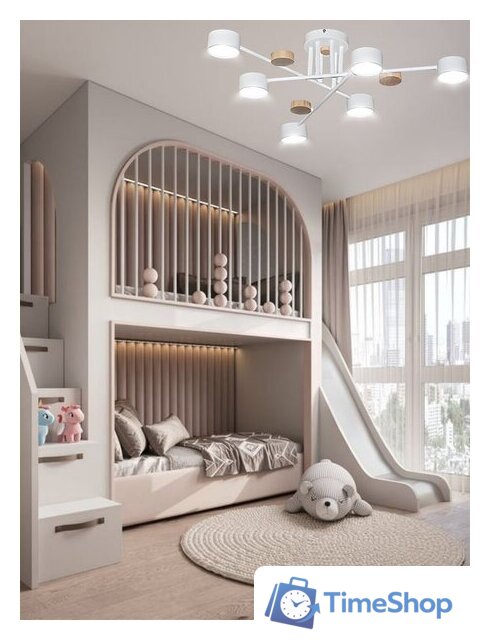 Люстра средней высоты Aitin Pro X1006/6 (белый/дерево) - Изображение №8 — Интернет-магазин Time-Shop