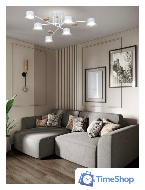 Люстра средней высоты Aitin Pro X1006/6 (белый/дерево) - Изображение №2 — Интернет-магазин Time-Shop