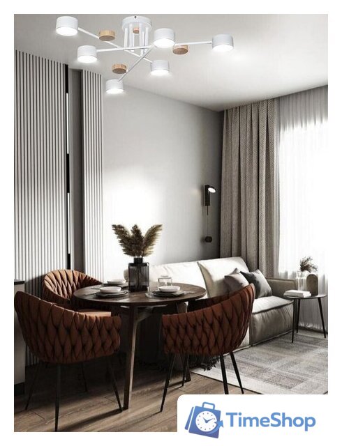 Люстра средней высоты Aitin Pro X1006/6 (белый/дерево) - Изображение №4 — Интернет-магазин Time-Shop