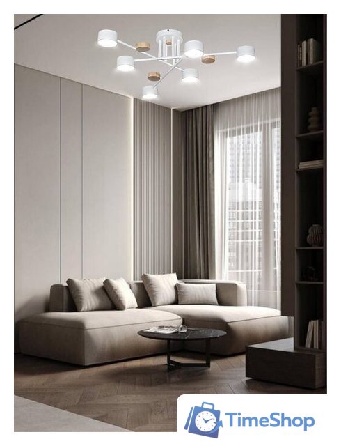 Люстра средней высоты Aitin Pro X1006/6 (белый/дерево) - Изображение №6 — Интернет-магазин Time-Shop