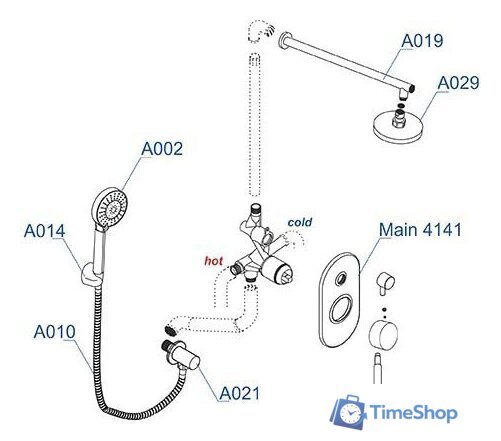Душевая система  Wasserkraft A14129 - Изображение №6 — Интернет-магазин Time-Shop