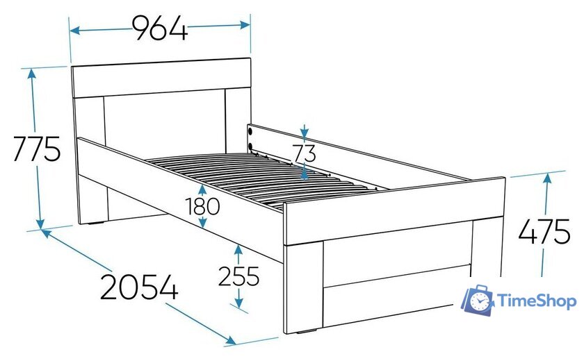 Кровать Mio Tesoro Нави 90x200 2.15.04.040.19 (кашемир) - Изображение №6 — Интернет-магазин Time-Shop
