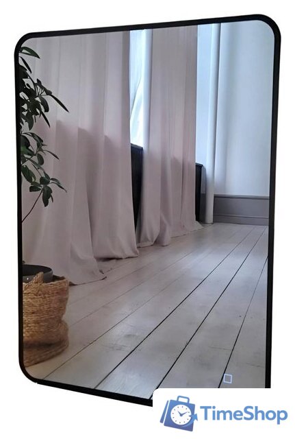 Зеркало с подсветкой  EMZE Smartphone 50х70 LED.UV.SMART.50.70.CHE.4K (черный с УФ-окантовкой и подсветкой) - Изображение №1 — Интернет-магазин Time-Shop