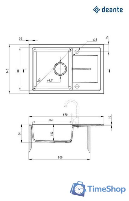 Кухонная мойка Deante ZRD_7113 - Изображение №2 — Интернет-магазин Time-Shop