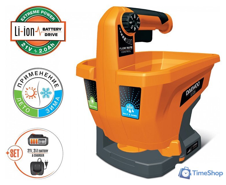 Разбрасыватель-сеялка Daewoo Power DASP 321Li SET (с 1-им АКБ) - Изображение №1 — Интернет-магазин Time-Shop