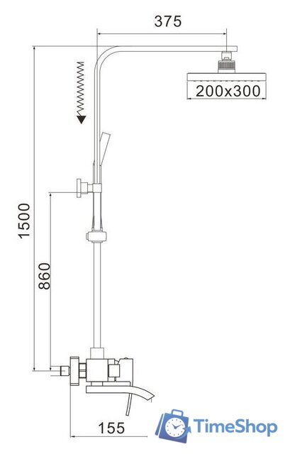 Душевая система  Rose R1556H - Изображение №2 — Интернет-магазин Time-Shop