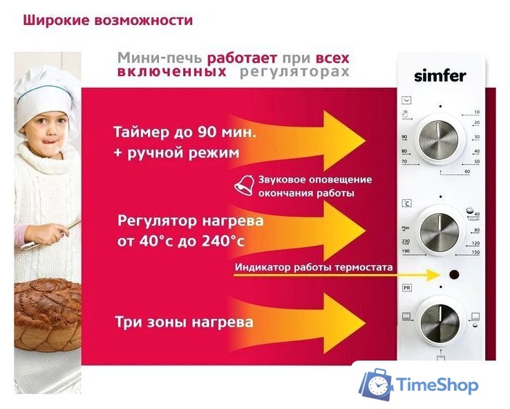 Мини-печь Simfer M3402 - Изображение №10 — Интернет-магазин Time-Shop