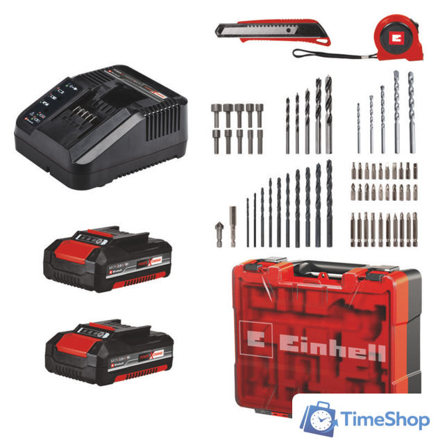 Ударная дрель-шуруповерт Einhell TE-CD 18/40 Li-i +64 4513992 (с 2-мя АКБ, кейс) - Изображение №4 — Интернет-магазин Time-Shop
