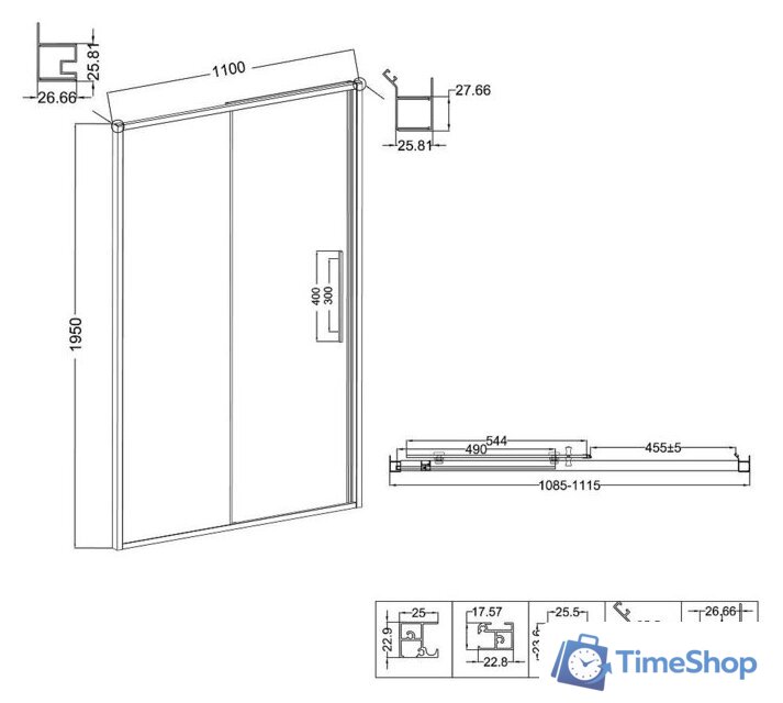 Душевая дверь Niagara NG-64-11A 110x195 (хром/прозрачное стекло) - Изображение №11 — Интернет-магазин Time-Shop