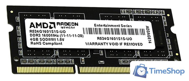 Оперативная память AMD Radeon Entertainment 4GB DDR3 SO-DIMM (R534G1601S1S-UO) - Изображение №1 — Интернет-магазин Time-Shop