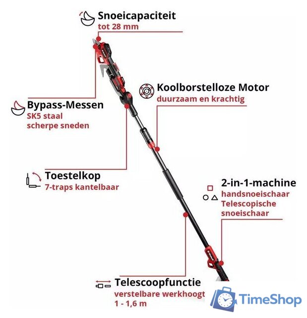 Секатор Einhell GP-LS 18/28 Li T BL-Solo 3408330 (без АКБ) - Изображение №2 — Интернет-магазин Time-Shop