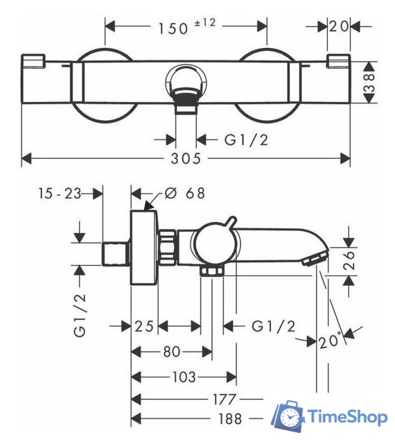 Смеситель Hansgrohe Ecostat 13114670 - Изображение №2 — Интернет-магазин Time-Shop