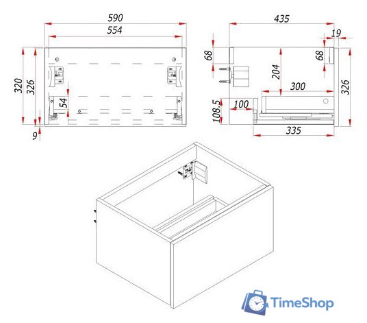  ЗОВ Тумба под умывальник Кито 60 K60LW0MWMC (белый матовый) - Изображение №3 — Интернет-магазин Time-Shop