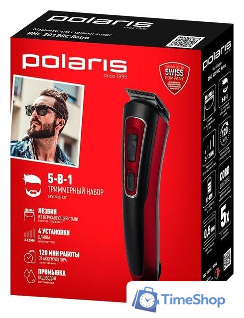 Триммер для бороды и усов Polaris PHC 3019RC Retro - Изображение №9 — Интернет-магазин Time-Shop