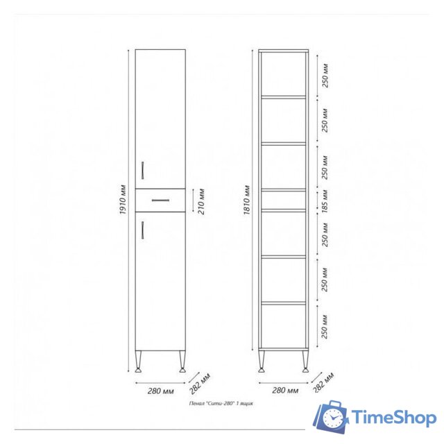  Tivoli Шкаф-пенал Сити 28 - Изображение №4 — Интернет-магазин Time-Shop