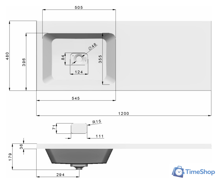 Умывальник Madera Kamilla 120х48 (левый) - Изображение №7 — Интернет-магазин Time-Shop