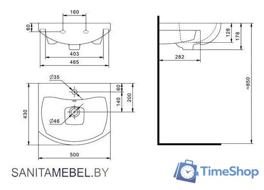 СанитаМебель Тумба под умывальник Джаст 62.1000 - Изображение №5 — Интернет-магазин Time-Shop