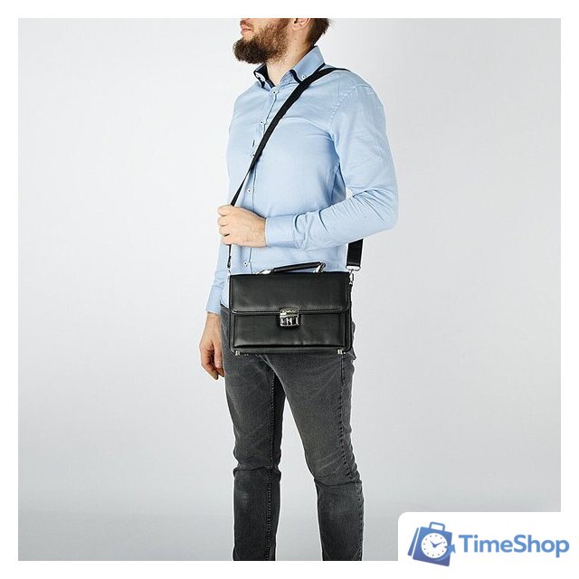 Мужская сумка Poshete 250-9628-BLK (черный) - Изображение №7 — Интернет-магазин Time-Shop