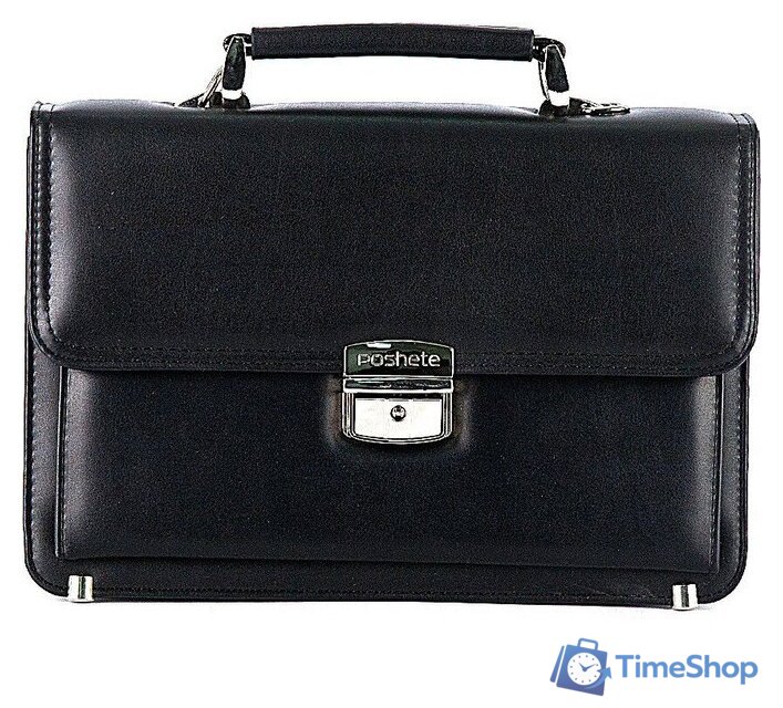 Мужская сумка Poshete 250-9628-BLK (черный) - Изображение №1 — Интернет-магазин Time-Shop