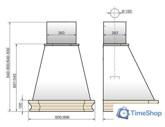 Кухонная вытяжка Elikor Пергола 90П-650-П3Л 281755 (бежевый/дуб неокрашенный, съемное обрамление) - Изображение №2 — Интернет-магазин Time-Shop