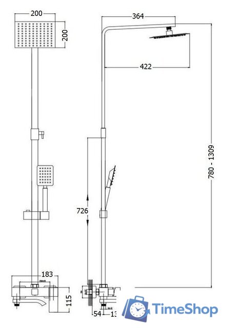 Душевая система  Haiba HB24815 - Изображение №3 — Интернет-магазин Time-Shop