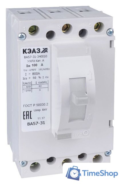 Выключатель автоматический КЭАЗ 100А 1200Im ВА57-31-340010 УХЛ3 690В AC 108427 - Изображение №1 — Интернет-магазин Time-Shop