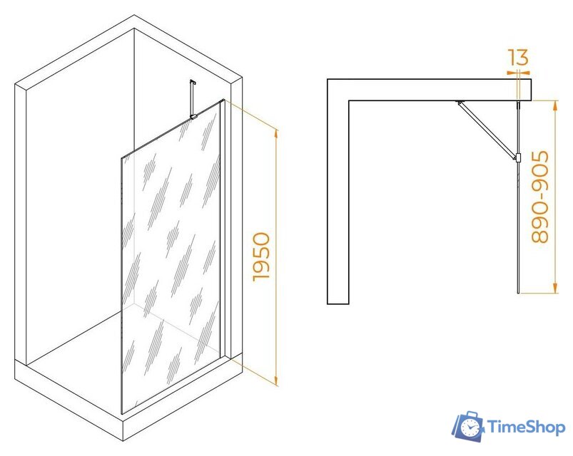 Душевая стенка RGW WA-110B 351011009-14 90 (черный/прозрачное стекло) - Изображение №2 — Интернет-магазин Time-Shop
