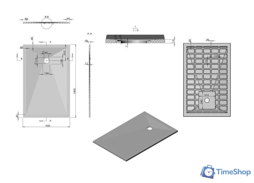 Душевой поддон Vincea VST-4SR9014W 140x90 - Изображение №2 — Интернет-магазин Time-Shop