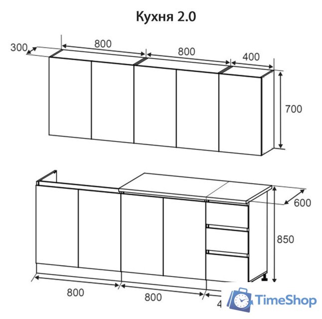 Готовая кухня Артём-Мебель Мэри СН-114 ДСП 2.0м (белый) - Изображение №5 — Интернет-магазин Time-Shop