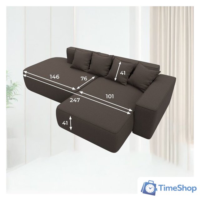 Угловой диван Лига диванов Лига-065 правый 129798 (рогожка амур 05 коричневый) - Изображение №8 — Интернет-магазин Time-Shop