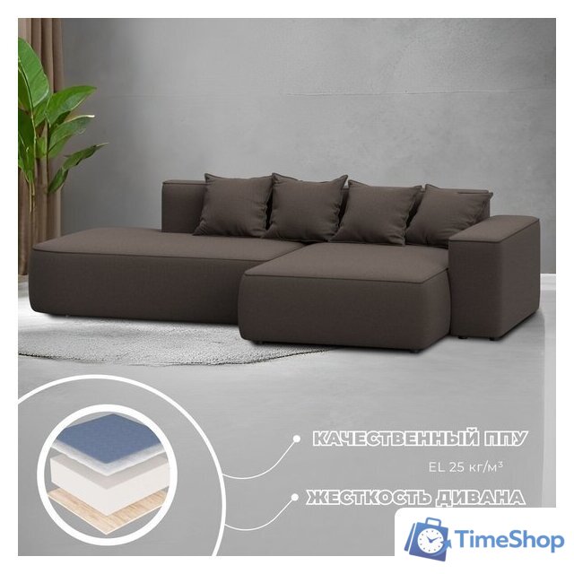 Угловой диван Лига диванов Лига-065 правый 129798 (рогожка амур 05 коричневый) - Изображение №2 — Интернет-магазин Time-Shop