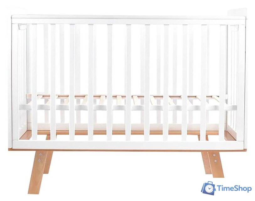 Приставная детская кроватка Indigo Style На ножках (белый/натуральный) - Изображение №1 — Интернет-магазин Time-Shop